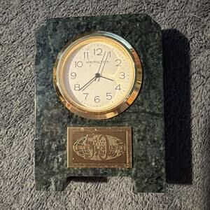 Hamilton 50 Years 1945-1995 Marble Brass Mini Clock Desk Clock Needs Battery